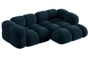 Cosmopolitan Design Tmavě modrá sametová rohová pohovka Loretto 250 cm