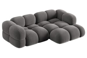 Cosmopolitan Design Šedá sametová rohová pohovka Loretto 250 cm
