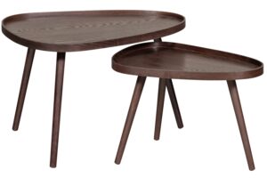 WOOOD Set dvou ořechových odkládacích stolků Nissa 55 x 40/71 x 52 cm