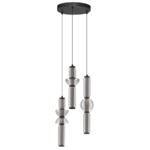 Nova Luce Kouřově šedé skleněné závěsné LED světlo Ulon 38 cm