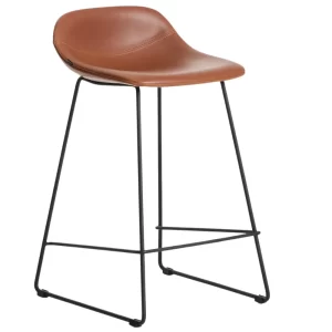 Kave Home Koňakově hnědá koženková barová židle Zahara 65 cm II.