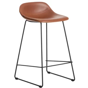 Kave Home Koňakově hnědá koženková barová židle Zahara 76 cm II.