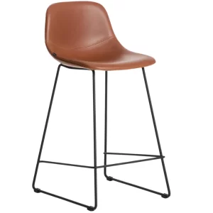 Kave Home Koňakově hnědá koženková barová židle Zahara 65 cm III.
