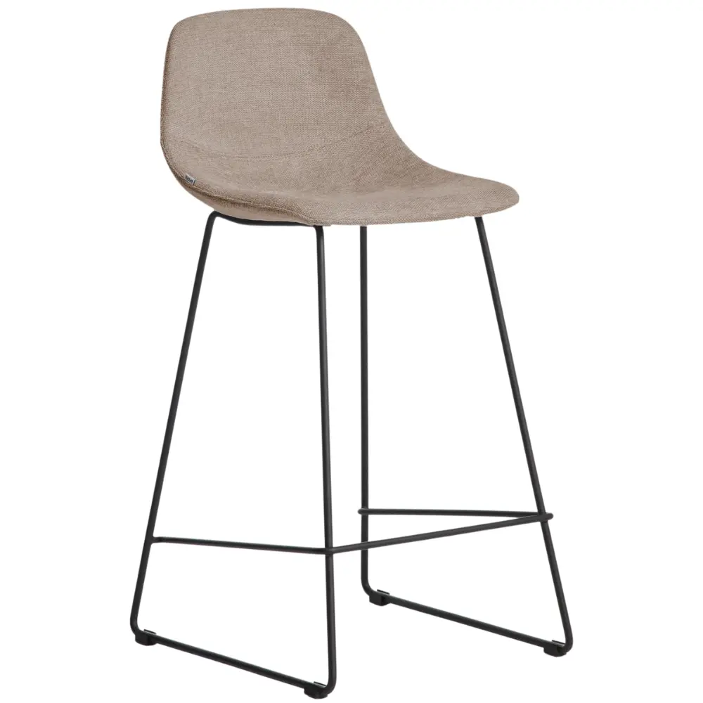 Kave Home Hnědá látková barová židle Zahara 76 cm III.
