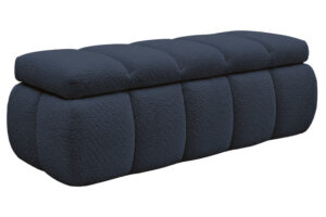 Bobochic Paris Tmavě modrá bouclé lavice Denali 144 cm s úložným prostorem