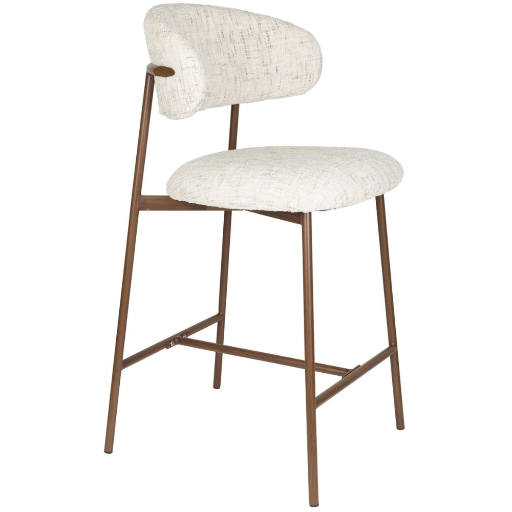 White Label Bílá čalouněná barová židle CLAES 65 cm