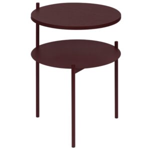 noo.ma Vínově červený dubový odkládací stolek Tu 40 cm