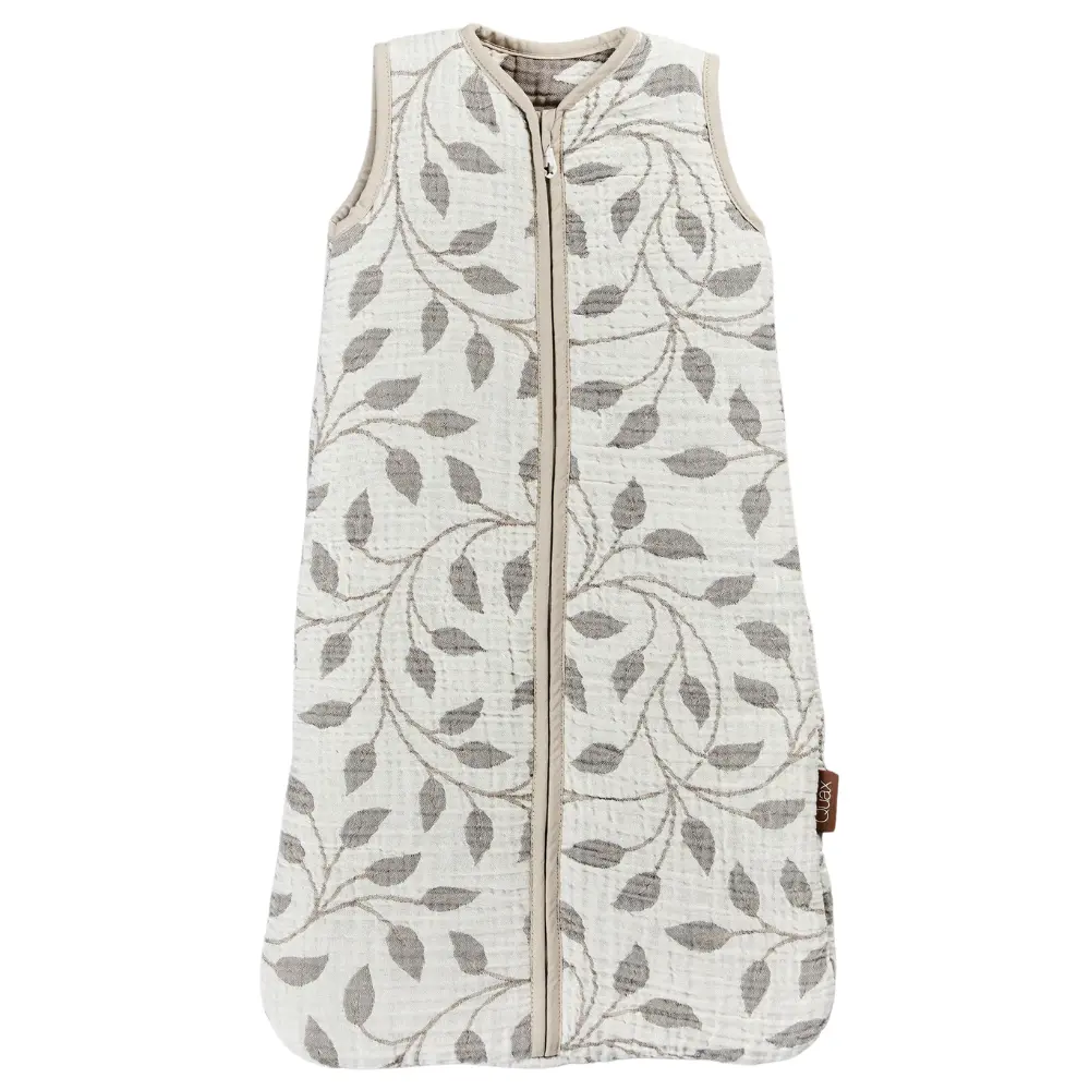 Šedo-bílý mušelínový dětský spací pytel Quax Natural 70 cm