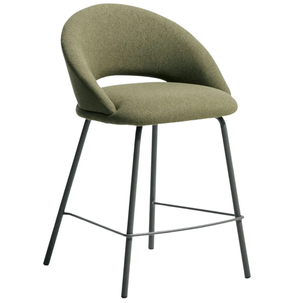 Kave Home Zelená čalouněná barová židle Bonali 65 cm