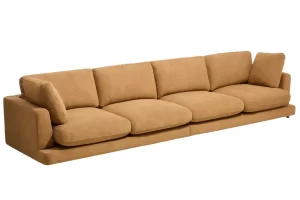 Kave Home Žlutá šestimístná bouclé pohovka Gala 390 cm