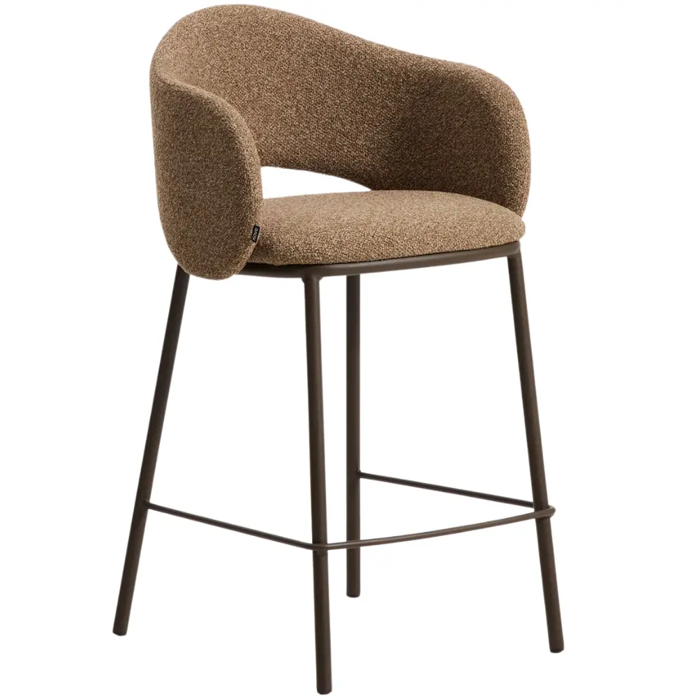 Kave Home Hnědá čalouněná barová židle Maina 65 cm