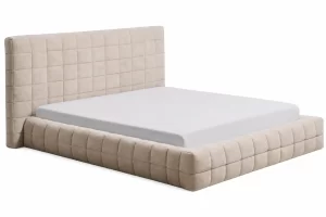 Kave Home Béžová dvoulůžková postel Luiana 160 x 200 cm s odnímatelným potahem