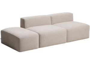 Kave Home Béžová trojmístná pohovka Blok 240 cm s pufem