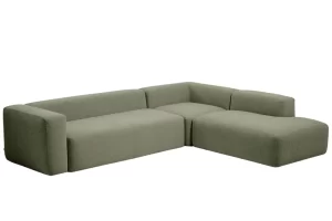 Kave Home Zelená rohová pohovka Blok 320 cm