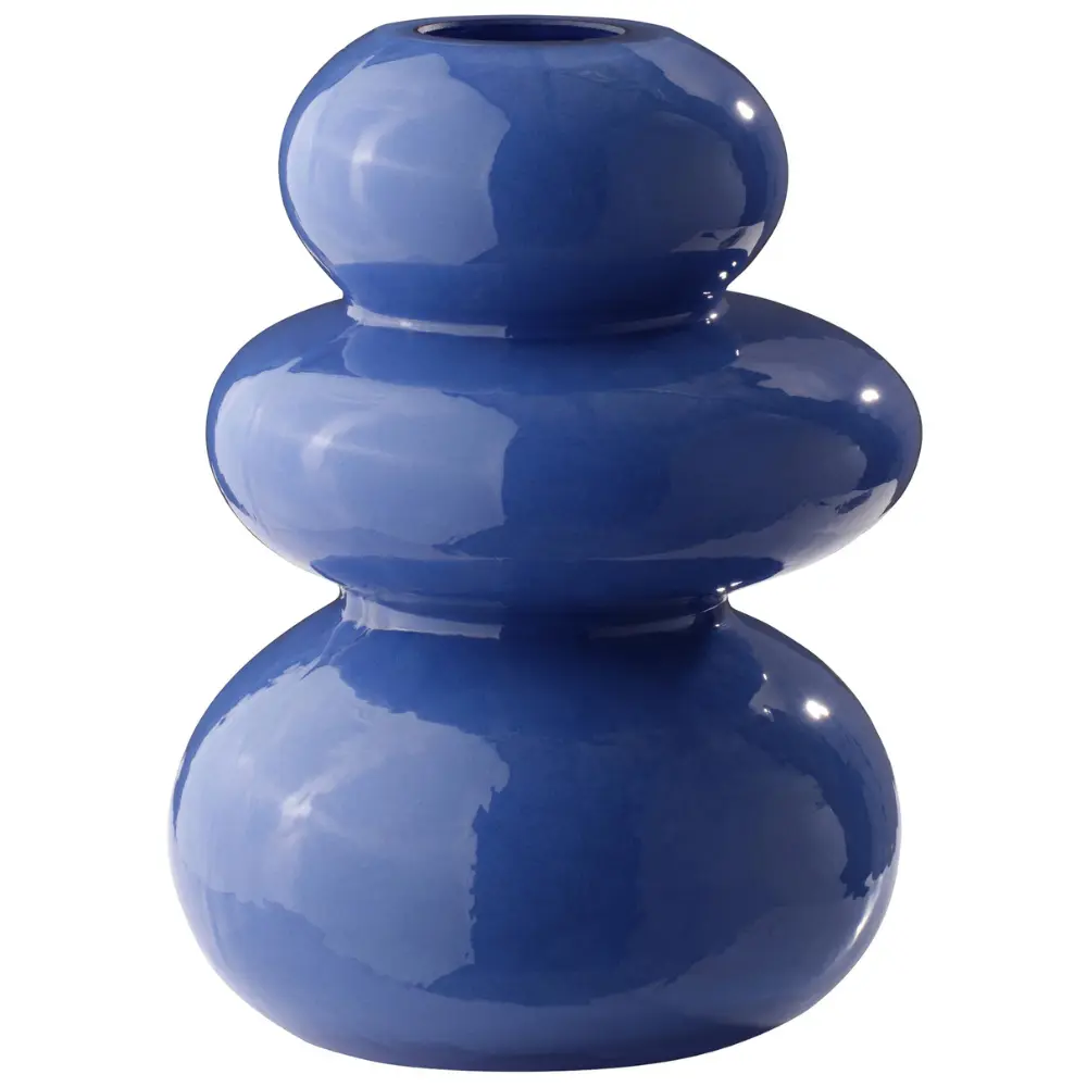 Jotex Modrá skleněná váza BULB 15 cm