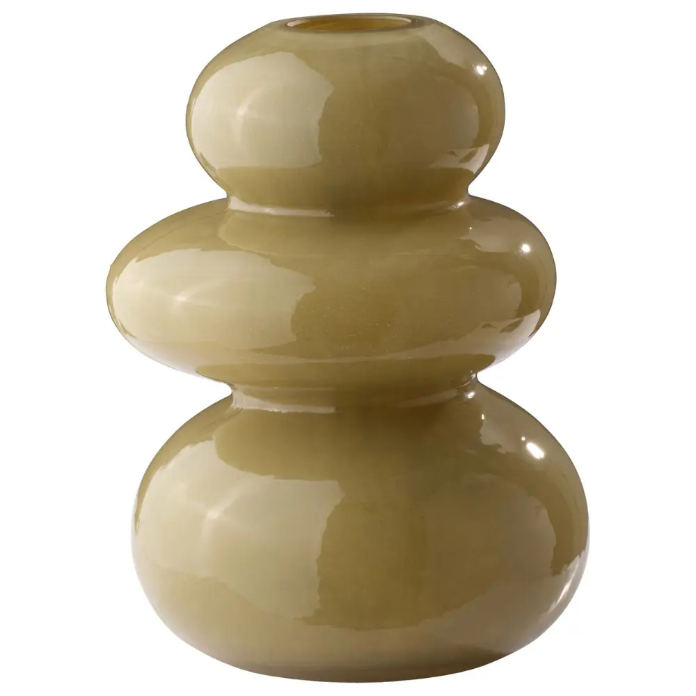Jotex Zelená skleněná váza BULB 15 cm
