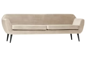 WOOOD Krémová sametová čtyřmístná pohovka Rocco 230 cm