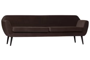 WOOOD Tmavě hnědá sametová čtyřmístná pohovka Rocco 230 cm
