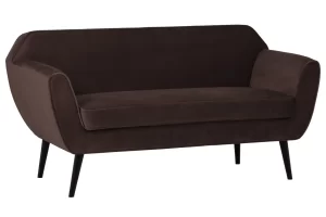 WOOOD Tmavě hnědá sametová dvoumístná pohovka Rocco 150 cm