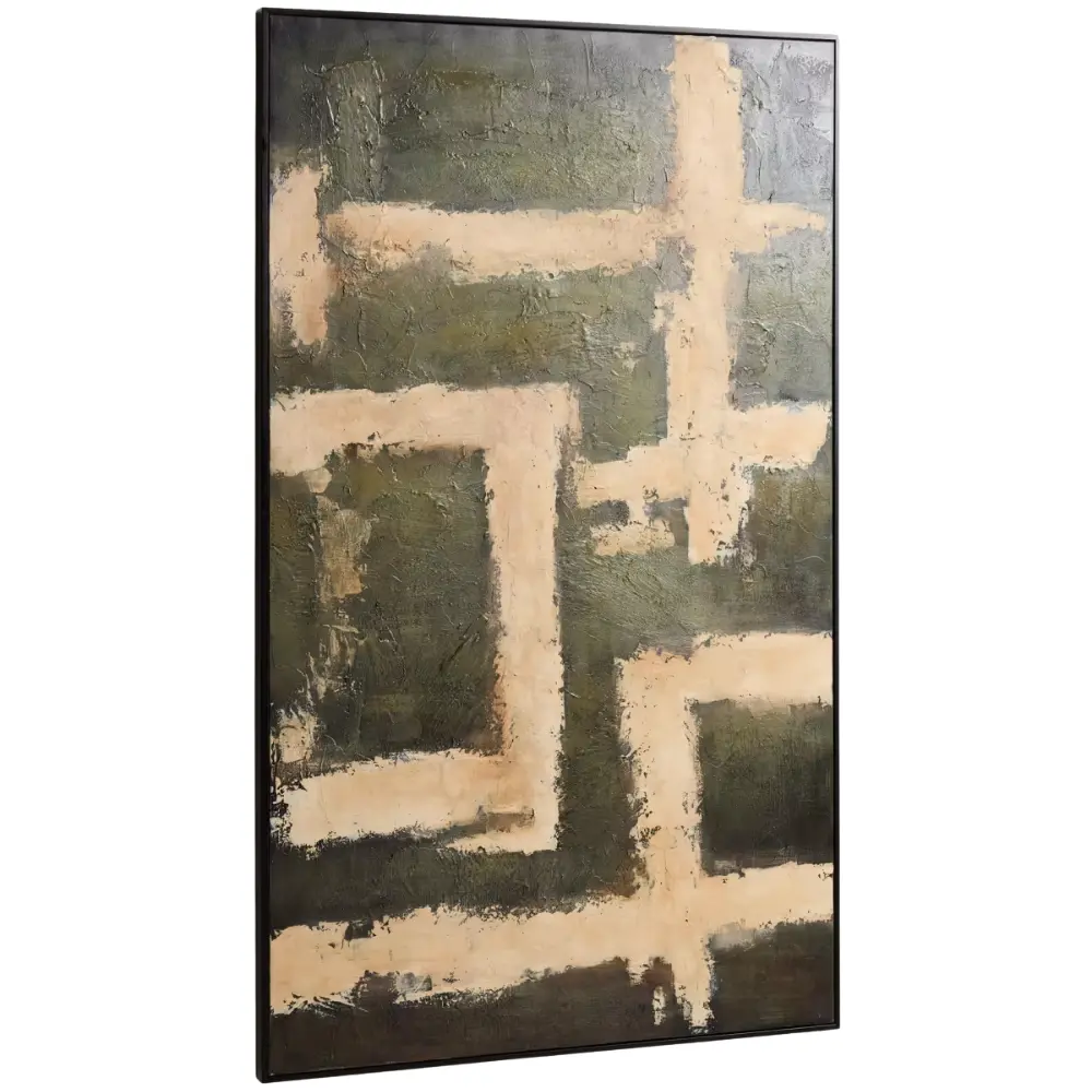 Kave Home Béžovo-zelený abstraktní obraz Emeri 200 x 120 cm
