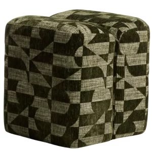 Kave Home Zelený vzorovaný puf Nedilo 45 x 45 cm