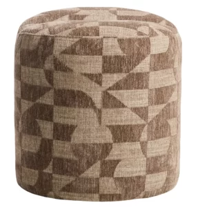 Kave Home Hnědý vzorovaný puf Nedilo Ø45 cm
