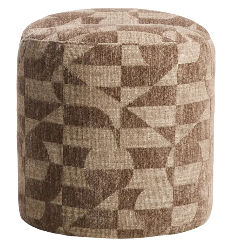Kave Home Hnědý vzorovaný puf Nedilo Ø45 cm