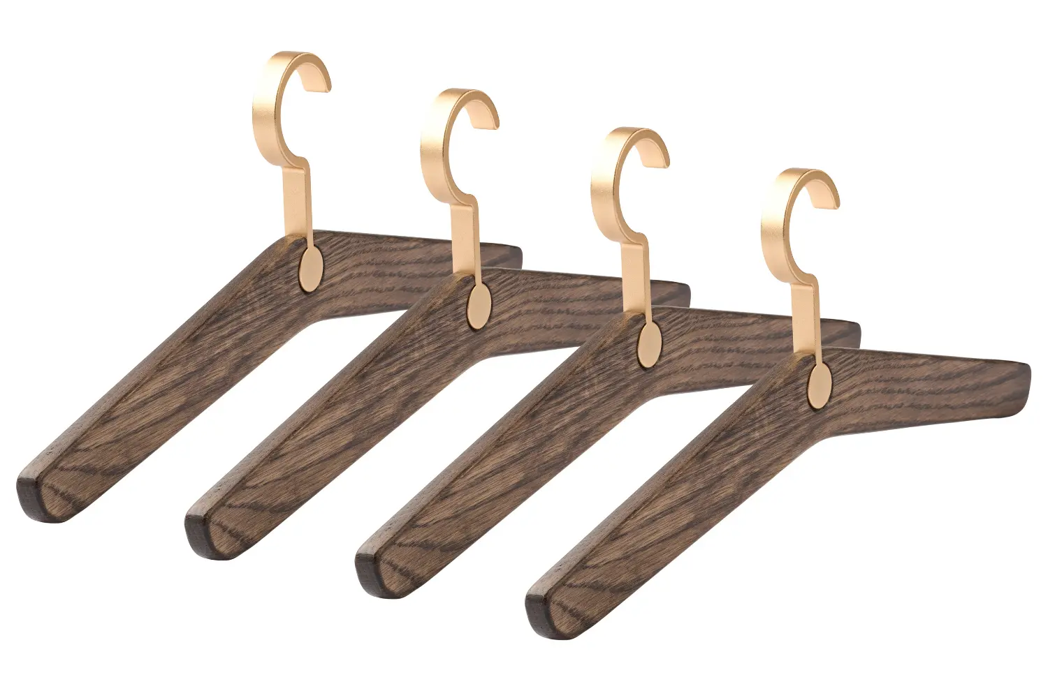 Bolia Set čtyř tmavých dubových ramínek Trapeze 41 cm