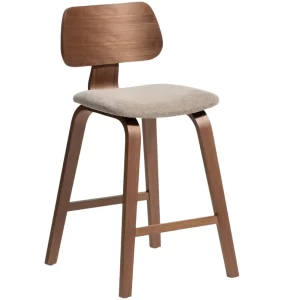 Kave Home Čalouněná ořechová barová židle Gena 66 cm