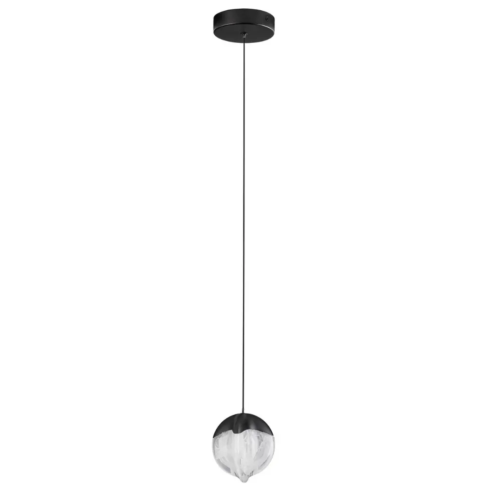 Nova Luce Černé skleněné závěsné LED světlo Alicia 12 cm