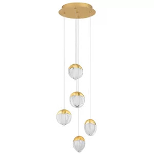 Nova Luce Zlaté skleněné závěsné LED světlo Alicia 33 cm