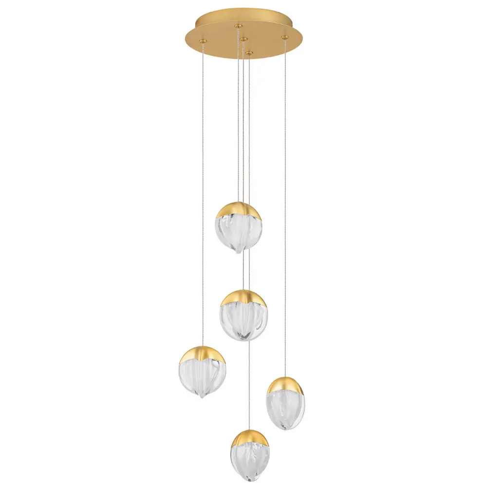 Nova Luce Zlaté skleněné závěsné LED světlo Alicia 33 cm