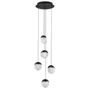 Nova Luce Černé skleněné závěsné LED světlo Alicia 33 cm