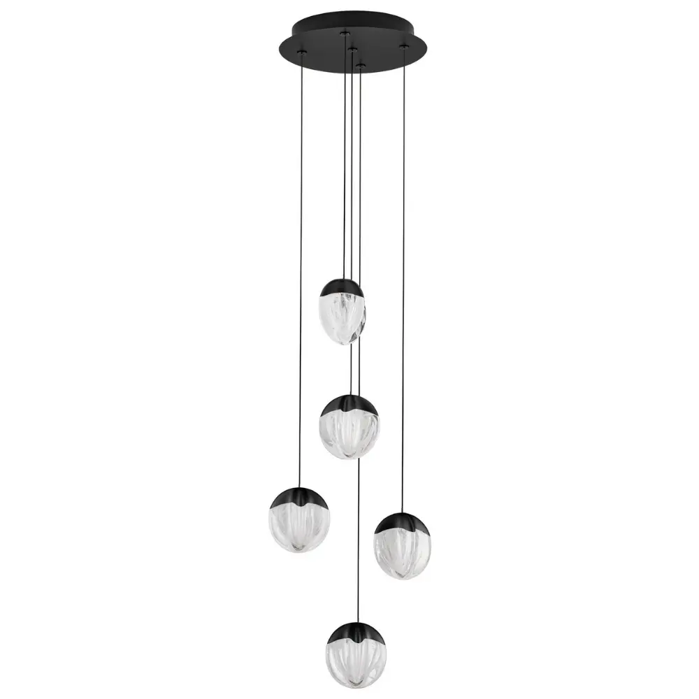 Nova Luce Černé skleněné závěsné LED světlo Alicia 33 cm