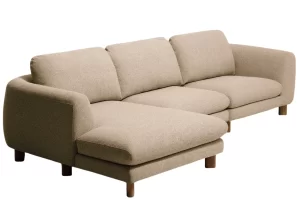 Kave Home Hnědá čalouněná rohová pohovka Vera 322 cm s ořechovou podnoží